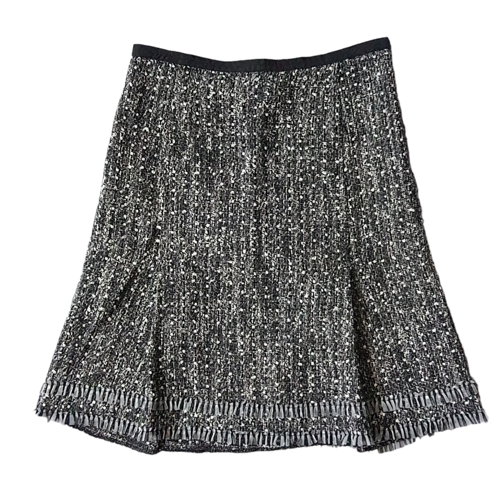 Cynthia Steffe Skirt Womens 10 Black White Tweed Midi Buisness Casual Skirt